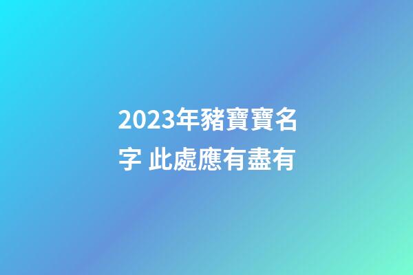2023年豬寶寶名字 此處應有盡有